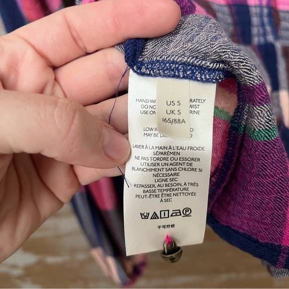 Anthropologie Pilcro NWT Plaid Deep V Blouse Preppy Boho Western Womens S - Picture 4 of 8